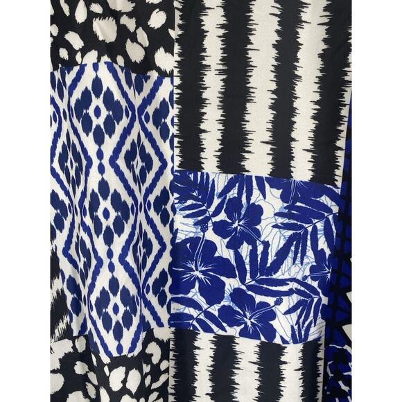 Midnight Velvet 1X Kimono Wrap Jacket Black Blue Boho Gypsy Tropical Cruise - Picture 10 of 14